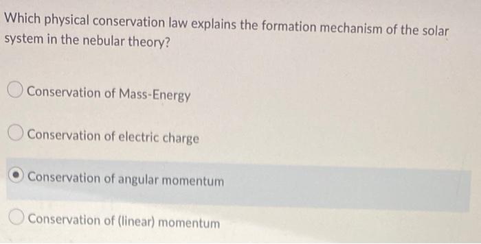 conservation of angular momentum solar system