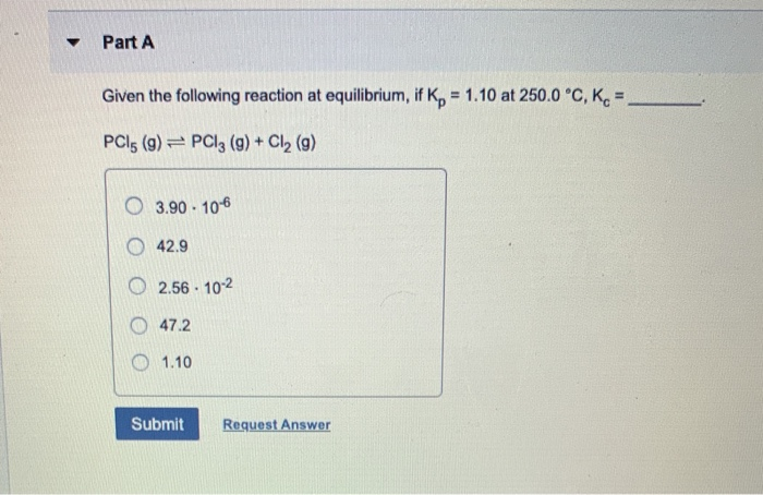 Solved Part A Given The Following Reaction At Equilibrium, | Chegg.com