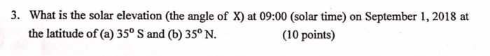 Solved 3. What is the solar elevation (the angle of X) at | Chegg.com