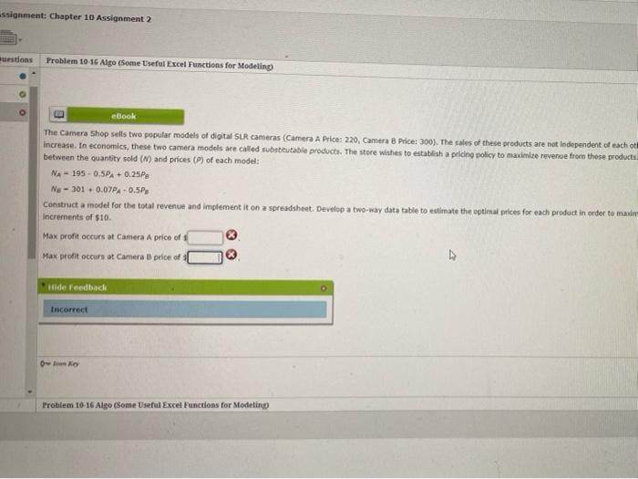 Solved assignment: Chapter 10 Assignment 2 estions Problem | Chegg.com