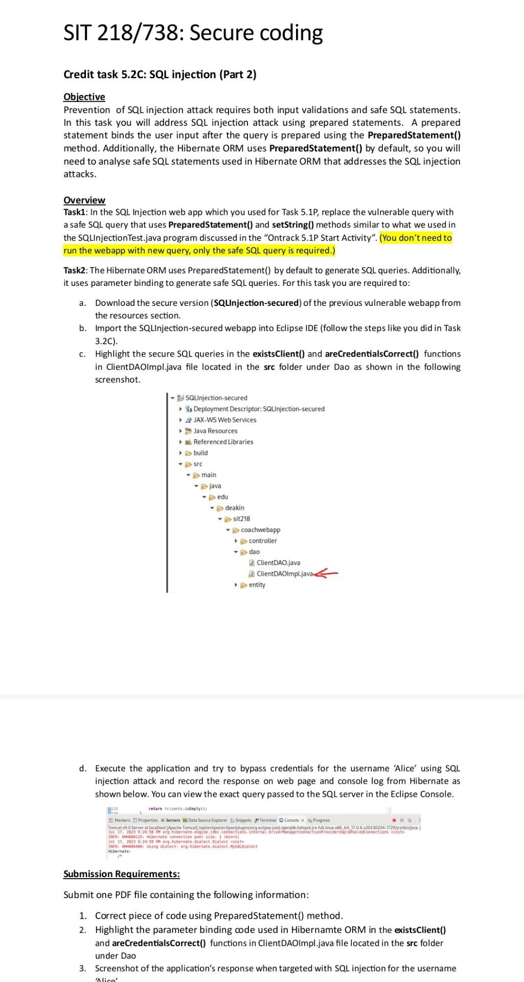 Solved Credit task 5.2C: SQL injection (Part 2) Objective | Chegg.com