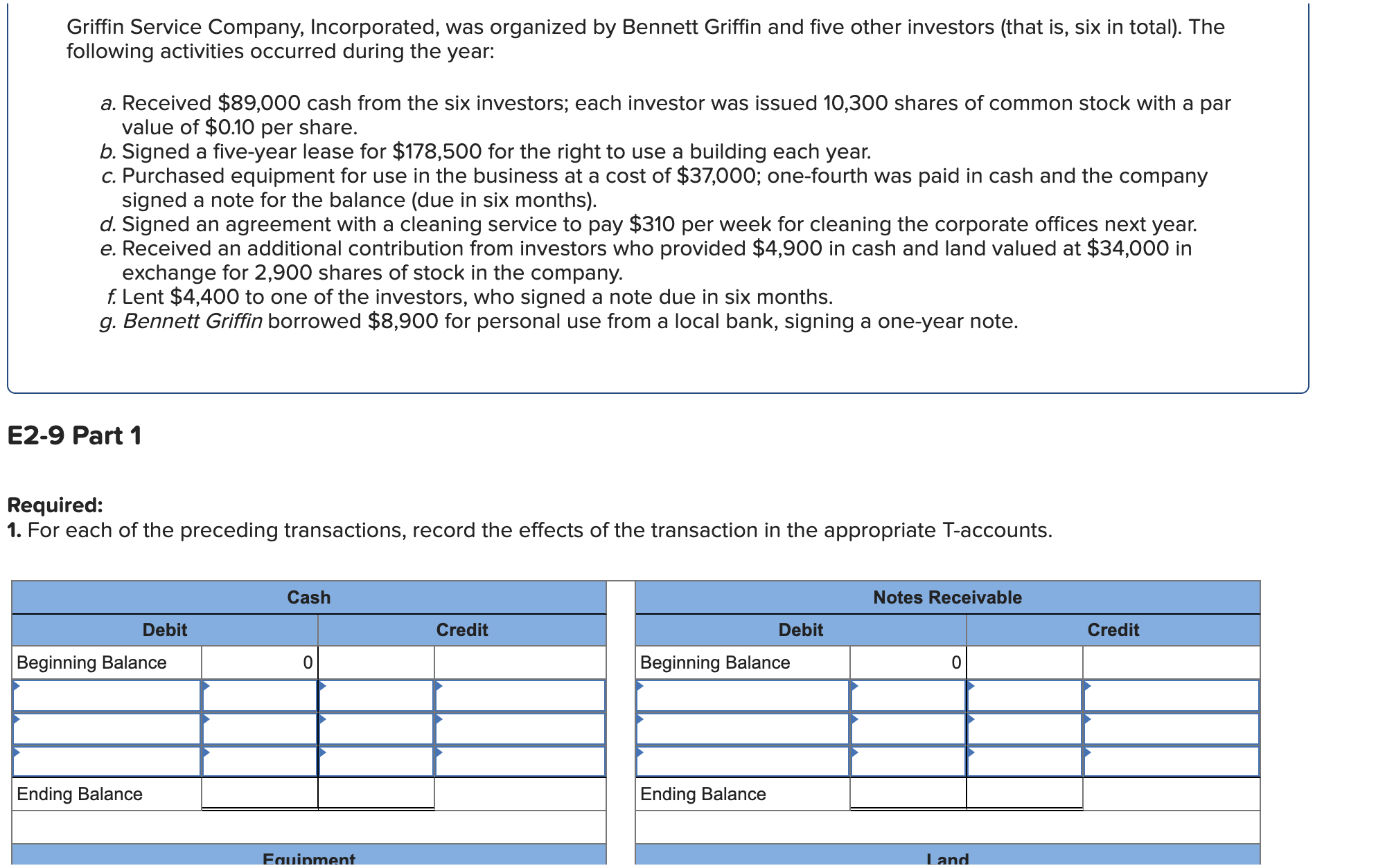 Solved Griffin Service Company, Incorporated, was organized | Chegg.com