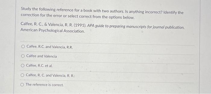 Solved Study the following reference for a book with two | Chegg.com