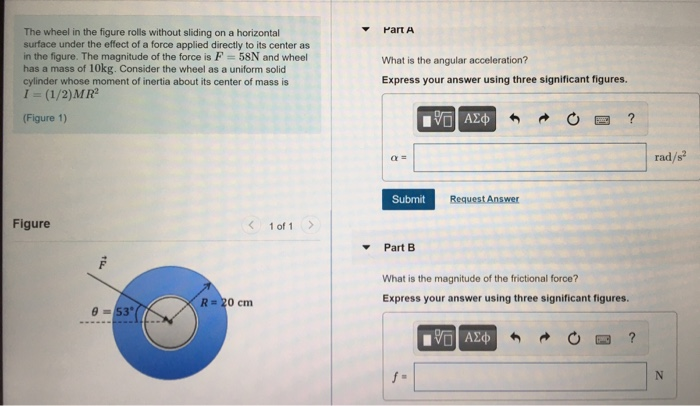 Solved Part A The wheel in the figure rolls without sliding | Chegg.com