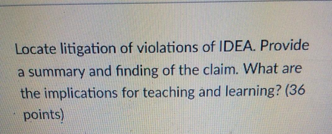 Solved locate litigation of violations of idea provide a chegg