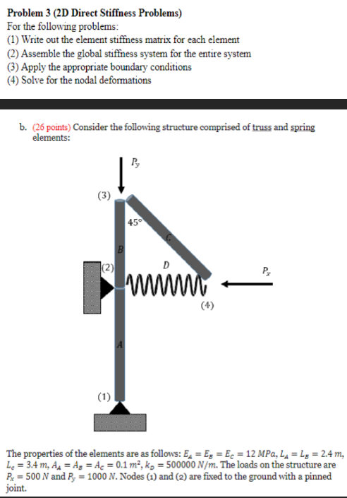 Solving Stiff Problems Solved Problem 3 (2D Direct Stiffness Problems)For the | Chegg.com