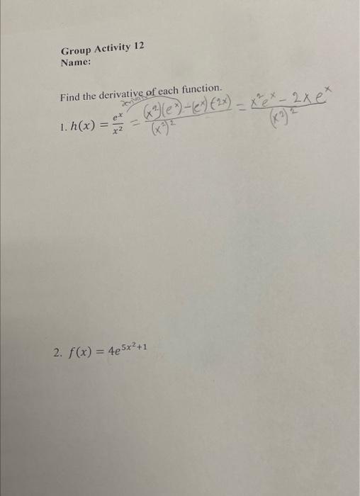 Solved Find the derivative of each function. Find the | Chegg.com