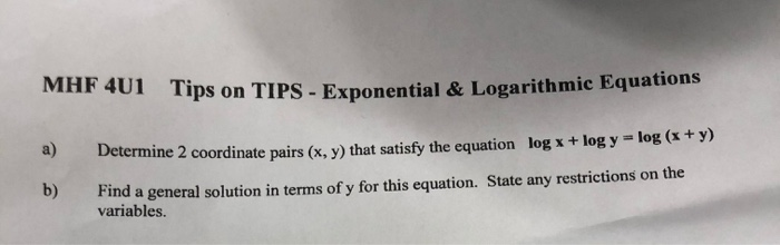Solved Tips on TIPS - Exponential & Logarithmic Equations | Chegg.com