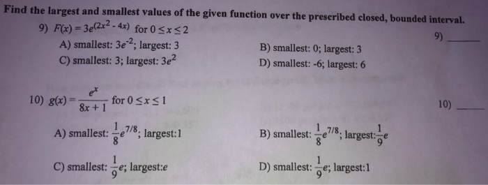 Solved Find the largest and smallest values of the given | Chegg.com