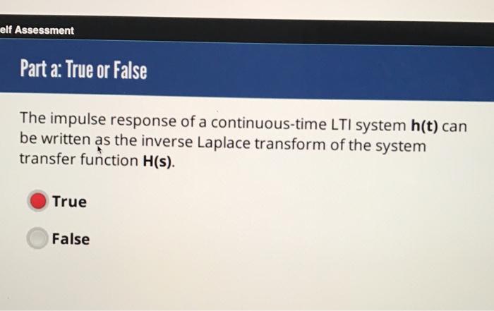 Solved elf Assessment Part a: True or False The impulse | Chegg.com