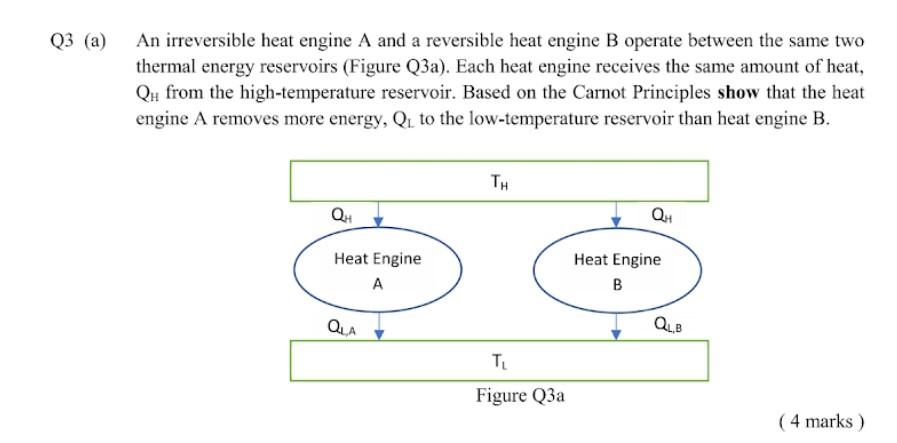 Solved Q3 (a) An Irreversible Heat Engine A And A Reversible | Chegg.com