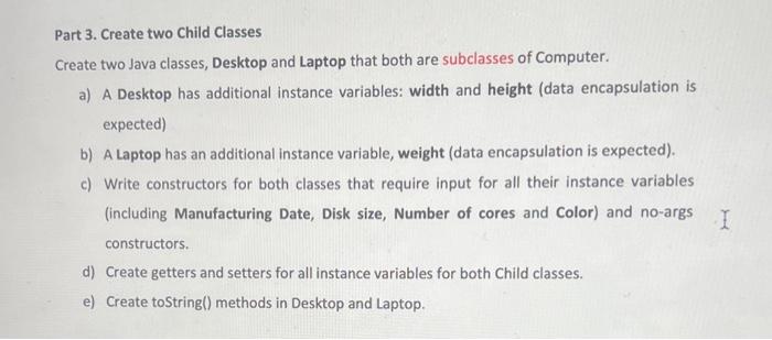 Solved 2. Coding exercise with Inheritance: Part 1. Create a | Chegg.com