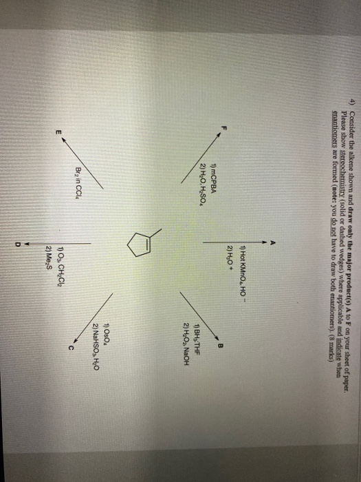 Solved 4) Consider The Alkene Shown And Draw Only The Major | Chegg.com