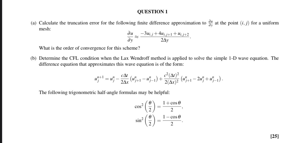 QUESTION 1(a) ﻿Calculate the truncation error for the | Chegg.com