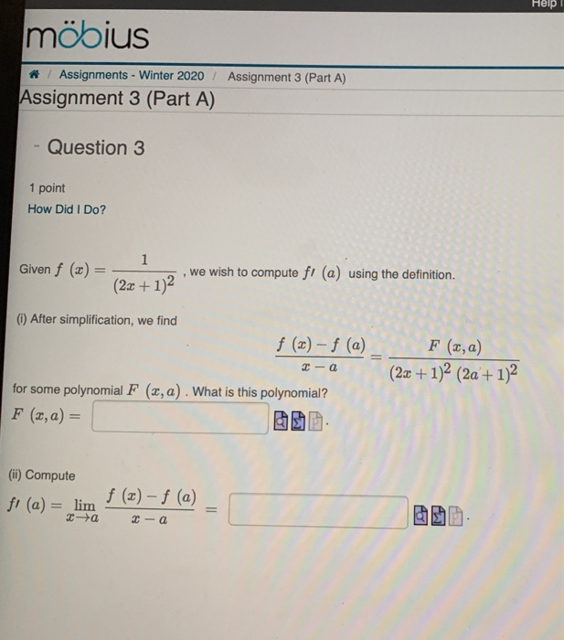 Solved Mobius Assignments Winter 2020 Assignment 3 Part Chegg Com