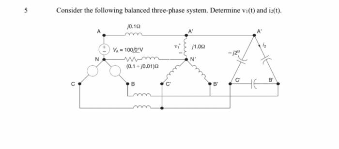 Solved 5 Consider the following balanced three-phase system. | Chegg.com