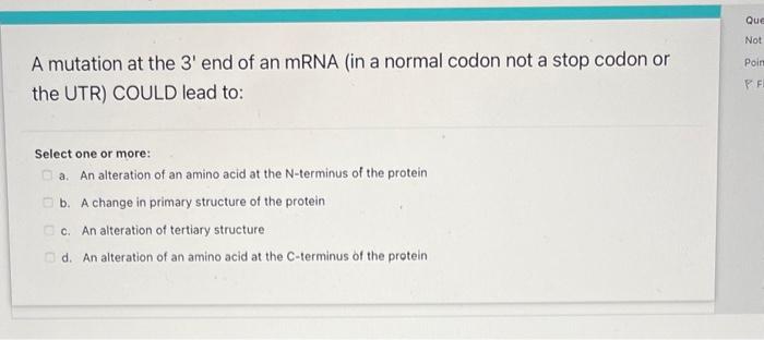 Solved A mutation at the 3′ end of an mRNA (in a normal | Chegg.com