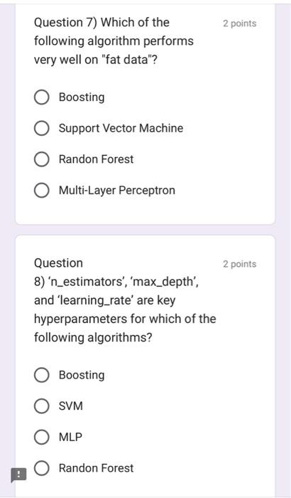 Solved Question 7) Which of the 2 points following algorithm | Chegg.com
