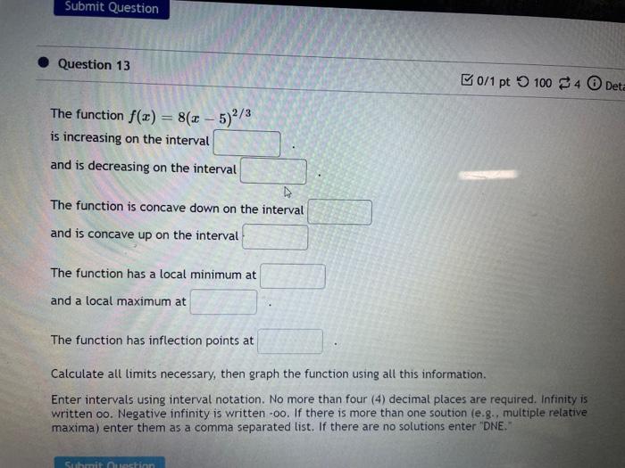 Solved Submit Question Question 13 B0/1 Pt 1004 Deta 5)2/3 | Chegg.com