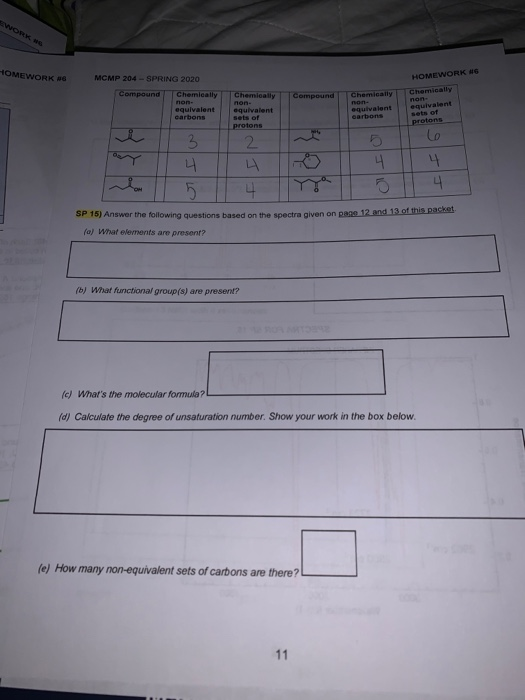 WORK HOMEWORK MCMP 204 - SPRING 2020 Compound | Chegg.com