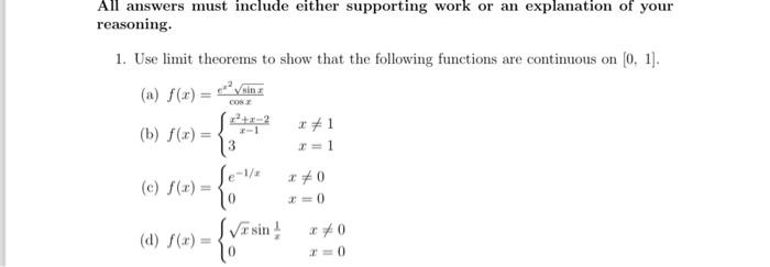 Solved The class is Real Analysis 1 Show all work step by | Chegg.com