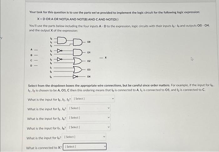 Solved Your task for this question is to use the parts we've | Chegg.com