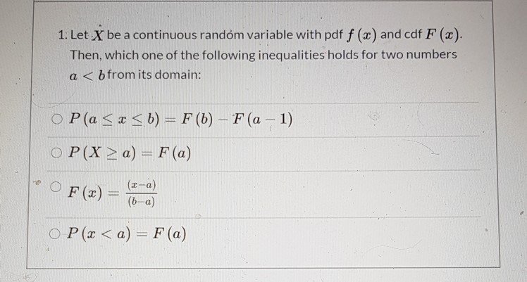 Solved 1. Let X be a continuous random variable with pdf f | Chegg.com
