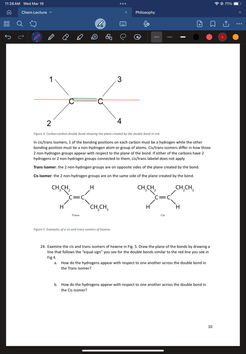 Solved . ﻿Examine the cis and trans isomers of hexene in | Chegg.com