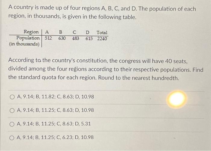 Solved A country is made up of four regions A,B,C, and D.