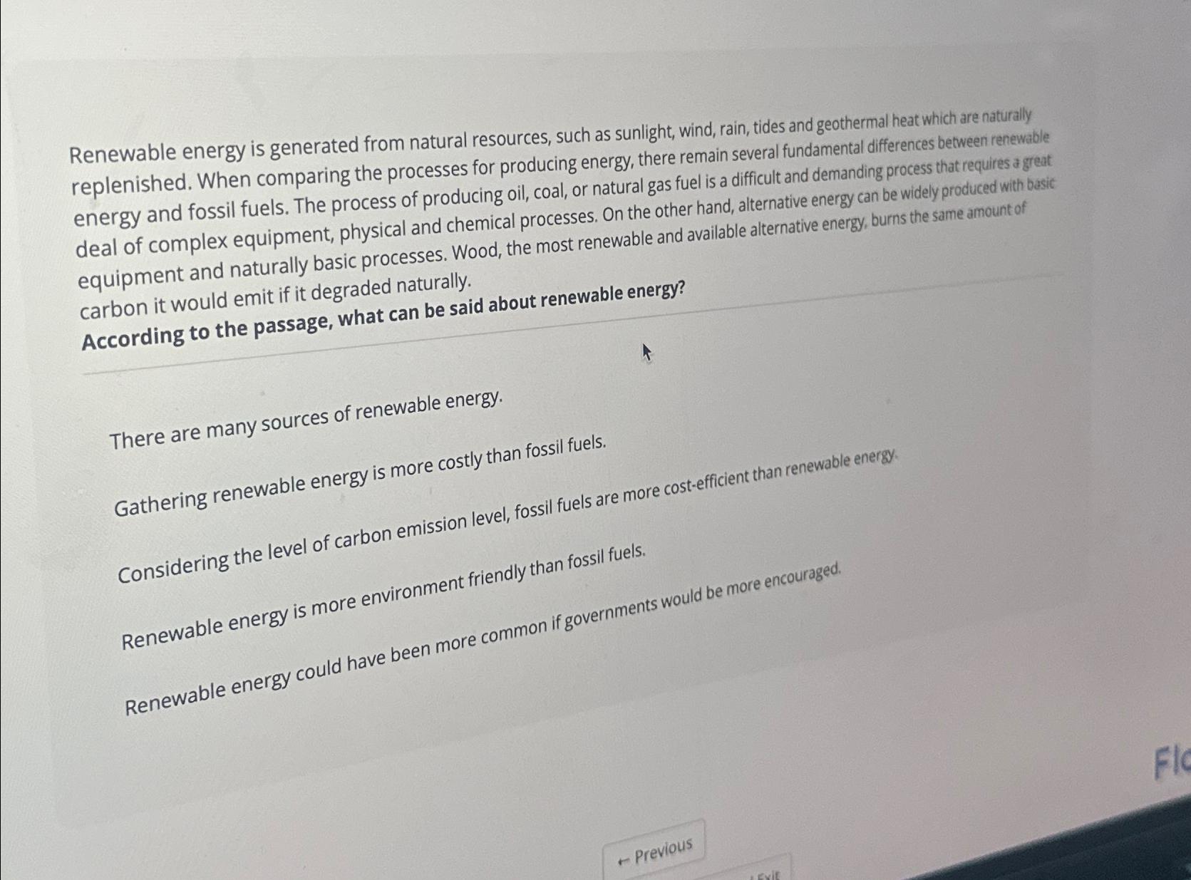 Solved Renewable energy is generated from natural resources, | Chegg.com
