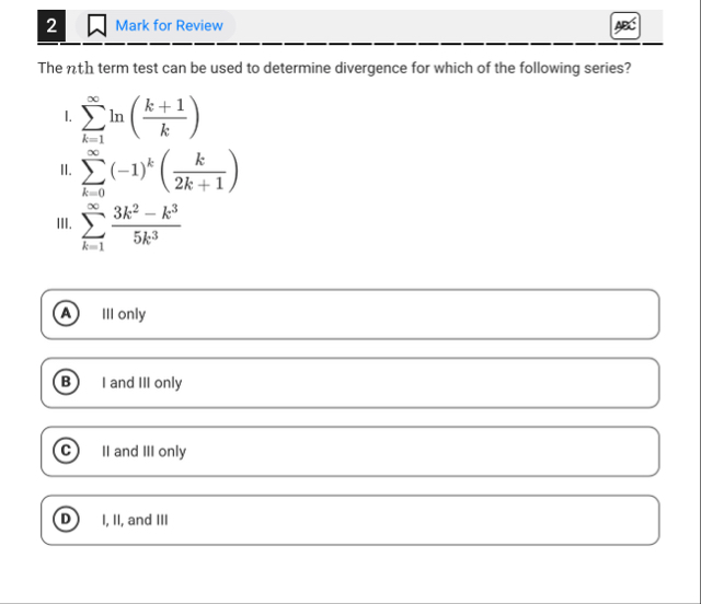 Solved 2Mark for Review48The nth term test can be used to | Chegg.com