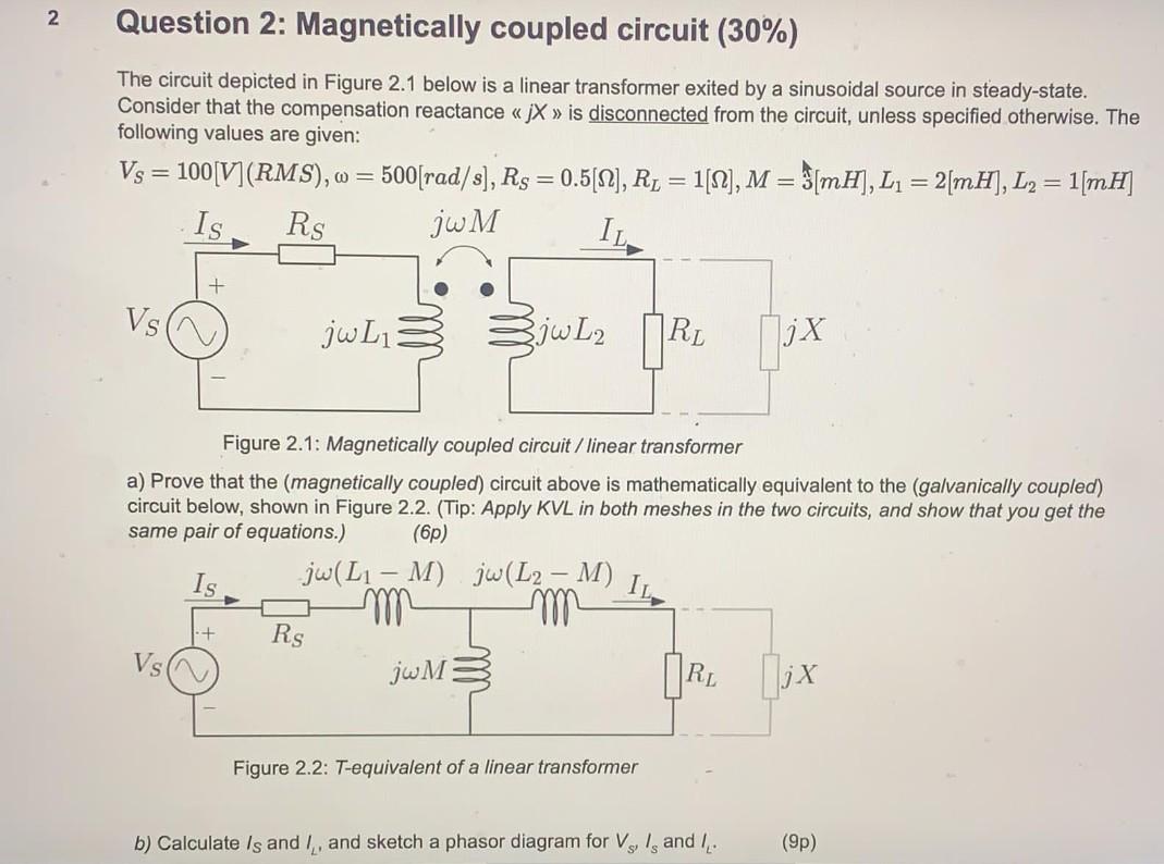 Solved 2 Question 2: Magnetically Coupled Circuit (30%) The | Chegg.com