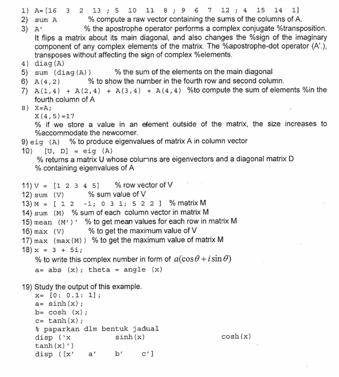 It flips a matrix about its main diagonal, and also | Chegg.com