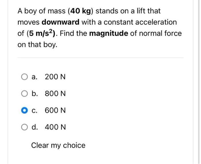 Solved A boy of mass (40 kg) stands on a lift that moves | Chegg.com