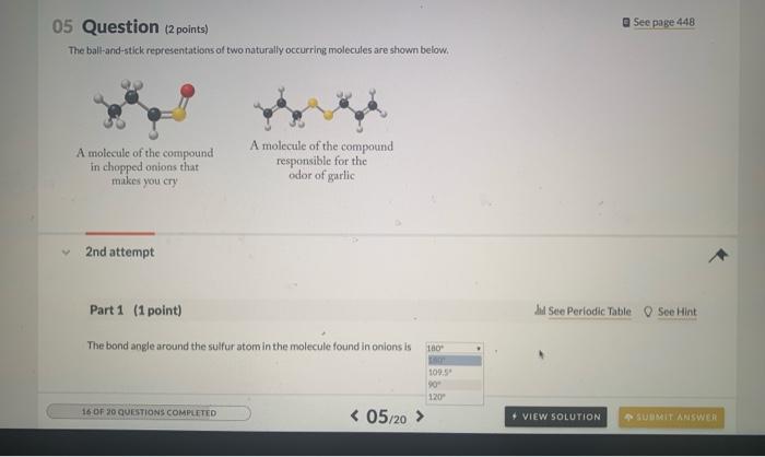 Solved See page 448 05 Question (2 points) The bal-and-stick | Chegg.com