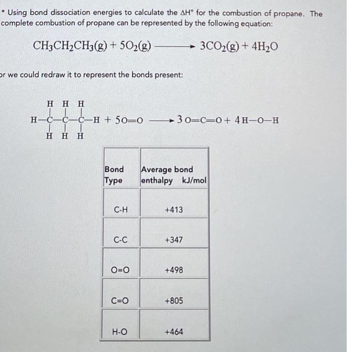 Solved * Using Bond Dissociation Energies To Calculate The | Chegg.com