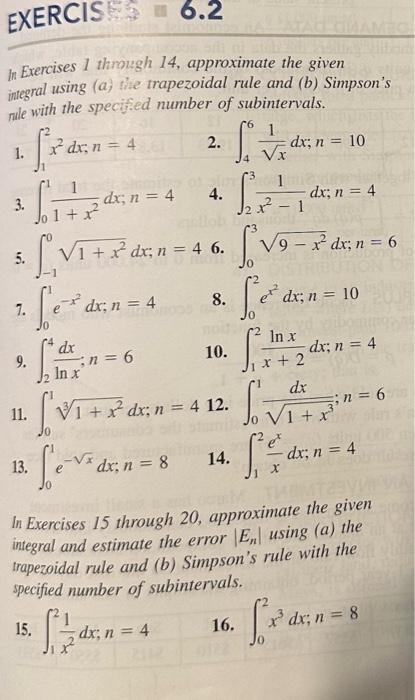 Solved In Exercises 1 through 14, approximate the given | Chegg.com