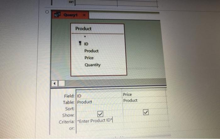 Solved In Access, suppose we have the following product | Chegg.com