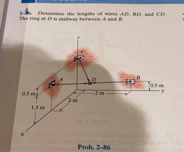 Solved 2-80. Determine the lengths of wires AD, BD, and CD