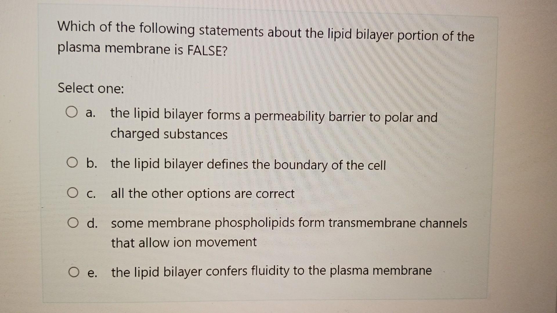 Solved Which of the following statements about the lipid | Chegg.com