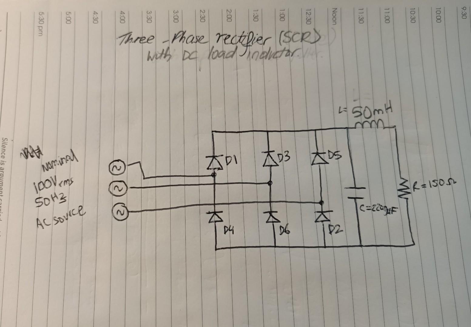 Solved 3 phase SCR rectifier shown. | Chegg.com