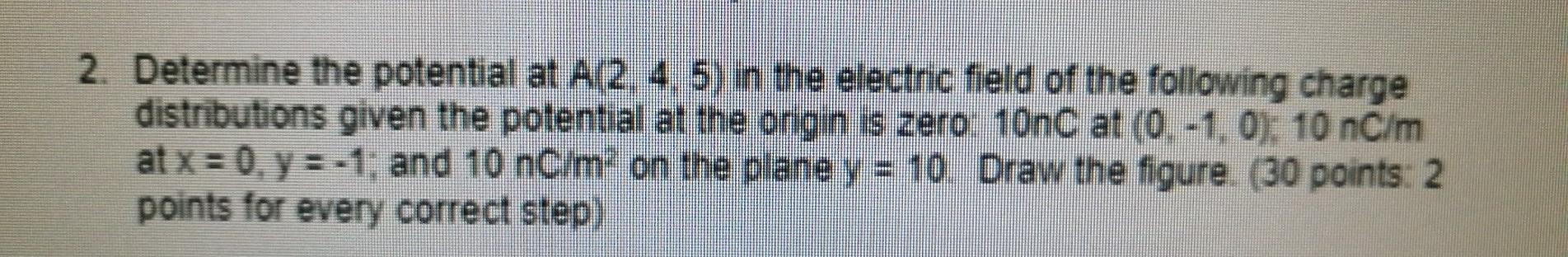 Solved 2. Determine The Potential At A(2, 4, 5) N The | Chegg.com