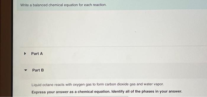 Solved Write a balanced chemical equation for each reaction. | Chegg.com