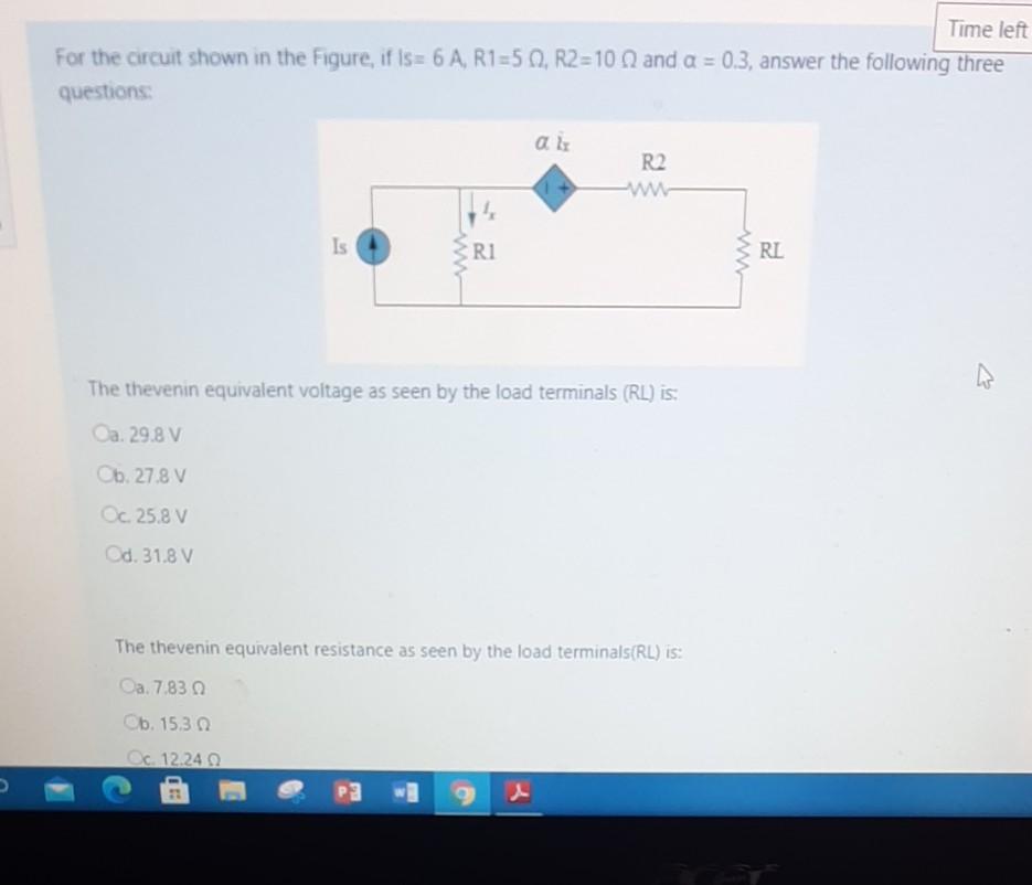 Solved Time left For the circuit shown in the Figure, if Is= | Chegg.com