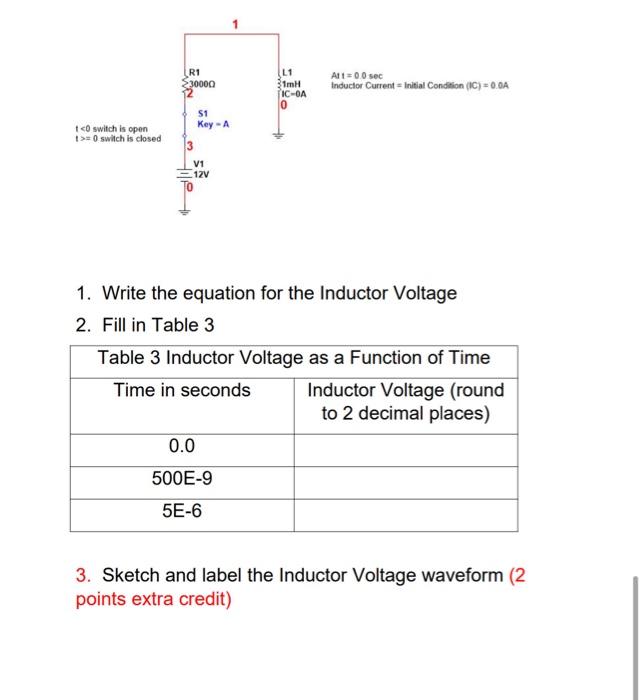 Solved 1. Write the equation for the Inductor Voltage 2.