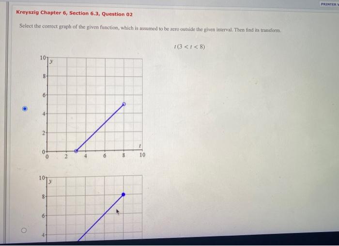 Solved PRINTER Kreyszig Chapter 6, Section 6.3, Question 02 | Chegg.com
