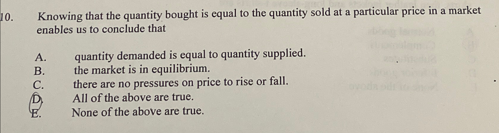 Solved Knowing that the quantity bought is equal to the | Chegg.com