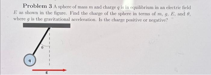 Solved Problem 3 A sphere of mass m and charge q is in | Chegg.com