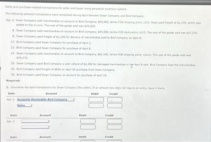 Solved Sales and purchase-related transactions for seller | Chegg.com