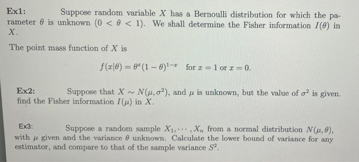 Solved Ex1: Suppose random variable X has a Bernoulli | Chegg.com